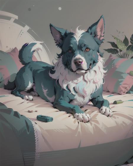 14869-2465937967-Dog laying on a bed  PastelVectorAi, saturated colors, (Flat vector illustrated_1.3).png